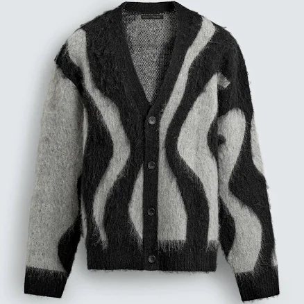 Zara Men's Brushed Jacquard Cardigan