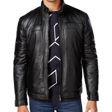 BOSS Men's C-jordes Leather Biker Jacket 40R