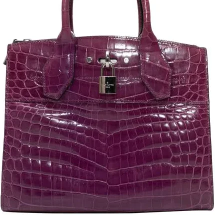 Purple Louis Vuitton Crocodile City Steamer MM Handbag