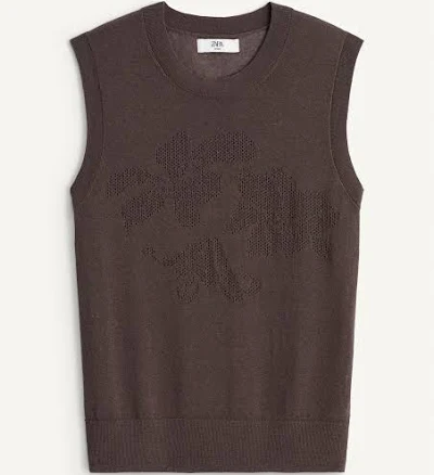 Zara Men's Floral Jacquard Knit Vest