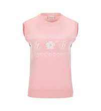 Flower Jacquard Knit Vest - Pink