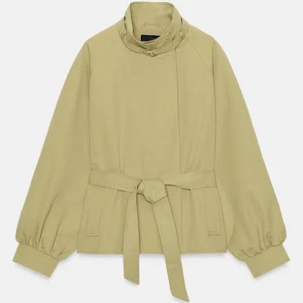 Zara High Collar Belted Jacket