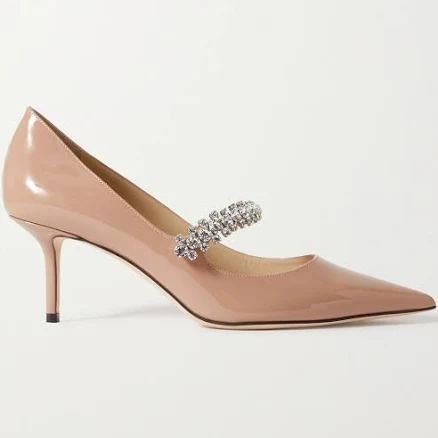 Jimmy Choo Bing 65 Crystal-embellished Patent-leather Pumps - Women - Baby pink Heels - IT42