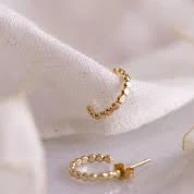 The Recycled Gold and Silver Mini Pressed Stem Stacking Hoop Earrings - Everyday Earrings, Handmade.