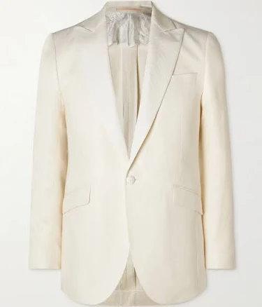 Favourbrook Grosgrain-trimmed Herringbone Linen and Silk-blend Tuxedo Jacket Men