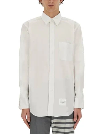 Thom Browne Oxford Grosgrain Placket Shirt In White