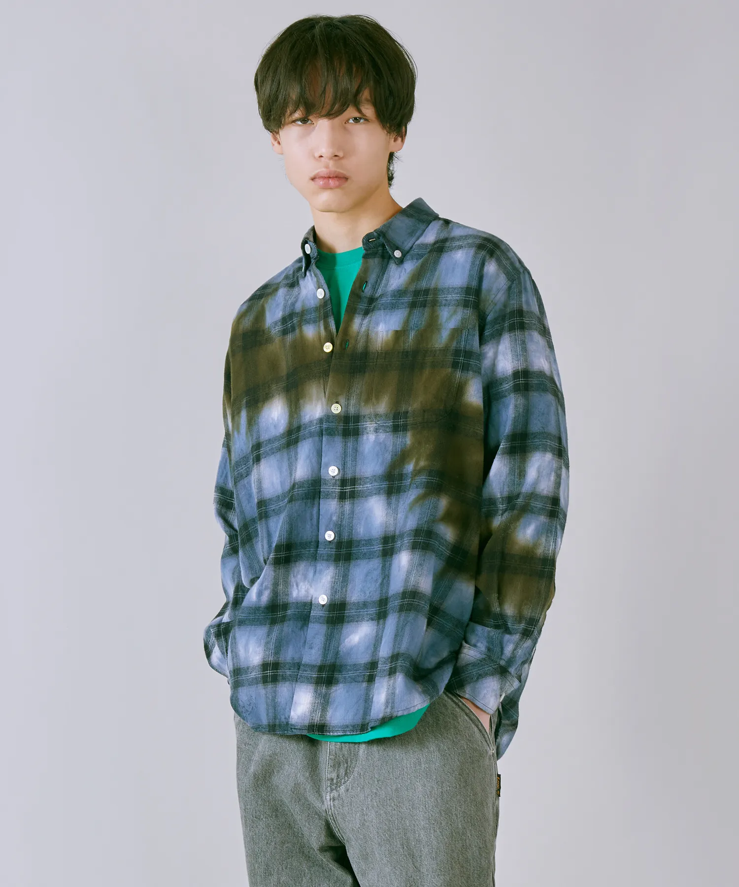 TIE DYE PLAID SHIRT multi
