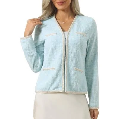 Inspire CHIC Women's Tweed Long Sleeve Open Front Cardigan