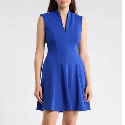 Vince Camuto Women's Scuba Crepe V-Neck Fit & Flare Dress