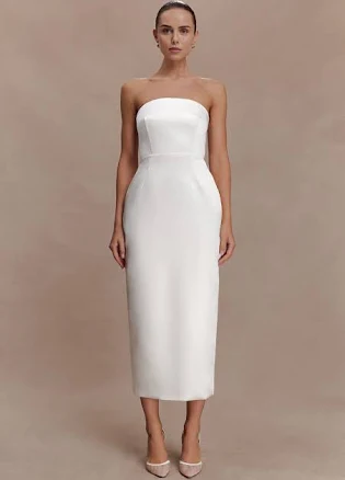 MESHKI Ophelia Peplum Satin Maxi Dress
