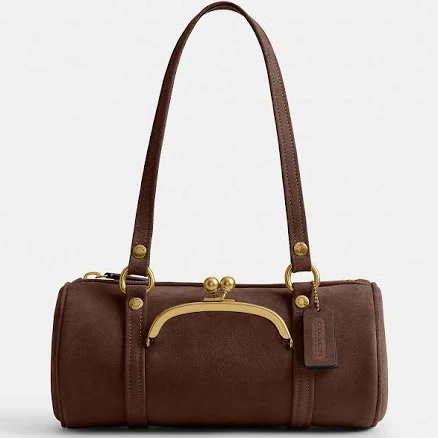Coach Women's Kisslock Suede Barrel Bag
