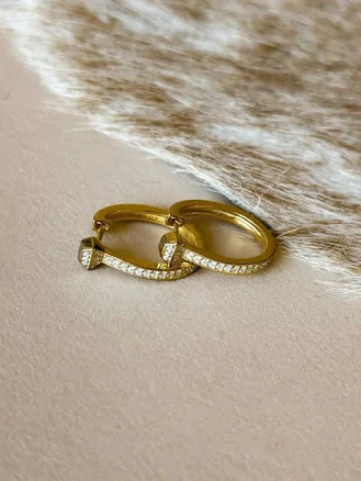 The Wild J Gold CZ Western Hoop Earrings
