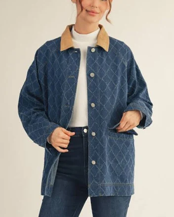 Della Stitched Denim Barn Jacket