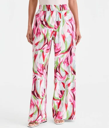 INC International Concepts Women's Casey Abstract Wide-Leg Pants