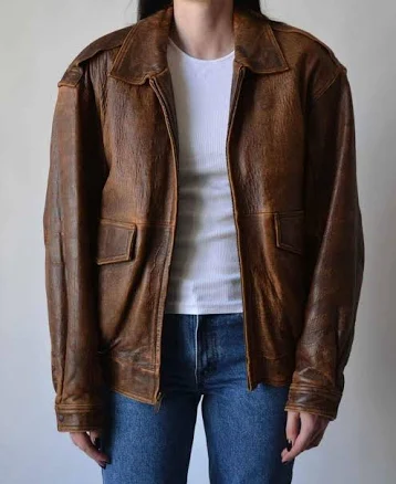 Vintage Leather Bomber Jacket