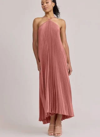 Rayne Satin Pleated Dress
