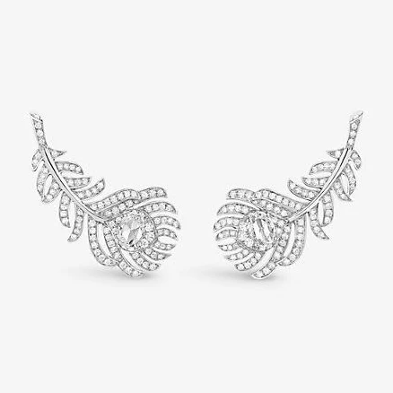 18ct White-Gold Plume de Paon Diamond Earrings