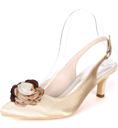 Women's Satin Stiletto Heel Pumps with Flower