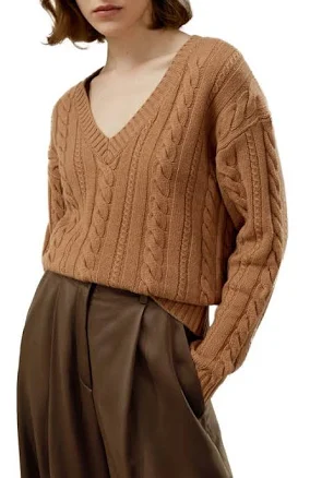 Lilysilk Women's Cable-Knit Wool-Cashmere Blend Sweater
