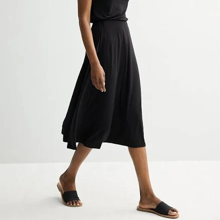 Women's Nine West Knit Midi Skirt, Size: Large, Mineral Black