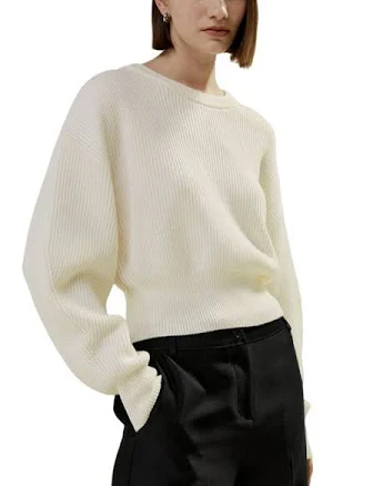 Lilysilk Women's Round Neck Drop-Shoulder Merino Wool Sweater