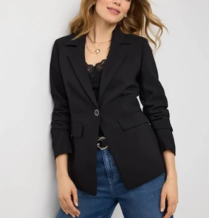 White House Black Market Women's Ruched Sleeve Blazer