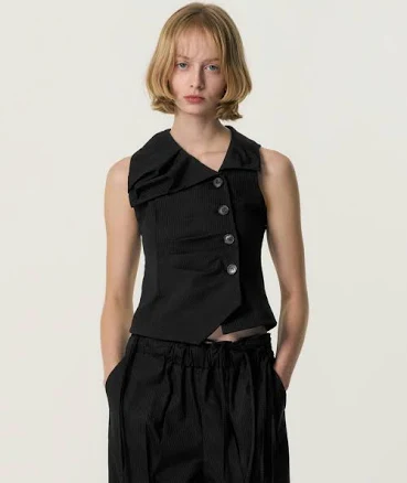 KIMZISU Asymmetric Draped Collar