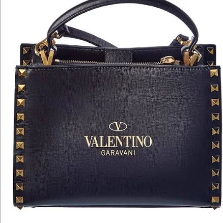 Valentino Rockstud Alcove Grainy Leather Clutch