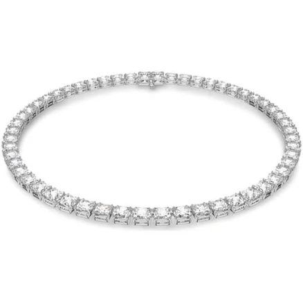 Millenia Tennis Necklace Square Cut Rhodium Plated