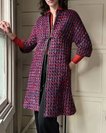 60s Bonnie Cashin Woven Wool Noh Coat
