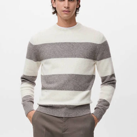 MANGO Men's Striped Wool-Blend Sweater