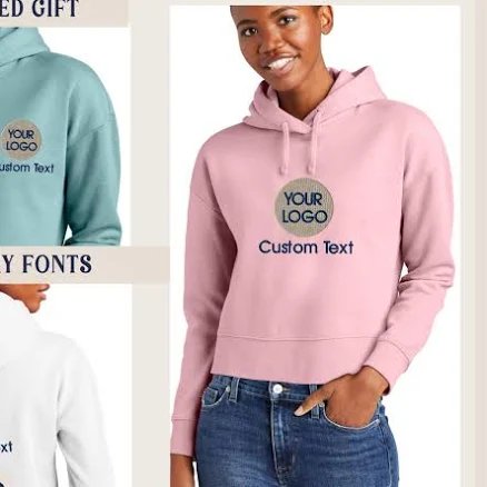 Custom Logo Embroidered Crop Hoodie
