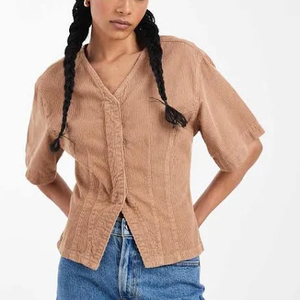 ASOS Cord High V-Neck Top