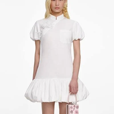 Self Portrait Asymmetric Cotton Mini Dress