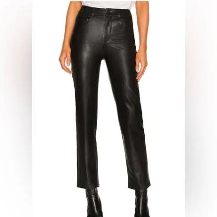 PAIGE Women's Stella Super High Waist Faux Leather Jeans