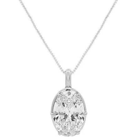 Primrose Women's Sterling Silver Cubic Zirconia Oval Box Chain Necklace