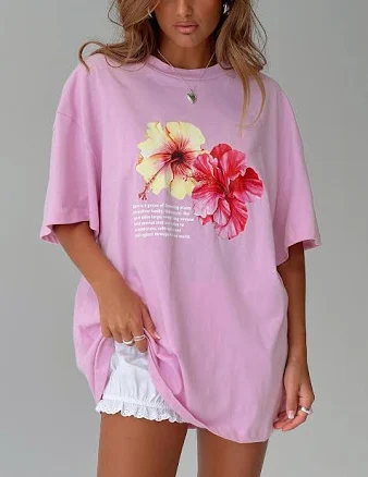Princess Polly Hibiscus Haven Oversize Graphic T-Shirt