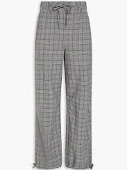 Prince of Wales checked crepe tapered pants - gray - EU 32