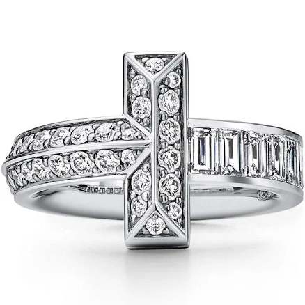 Tiffany T T1 White Gold Baguette Diamond Ring