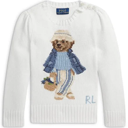 Polo Ralph Lauren Girls' Polo Bear Cotton Sweater