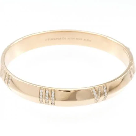 Authentic Tiffany & Co. Atlas X Closed Wide Hinge Bangle 0.52ct