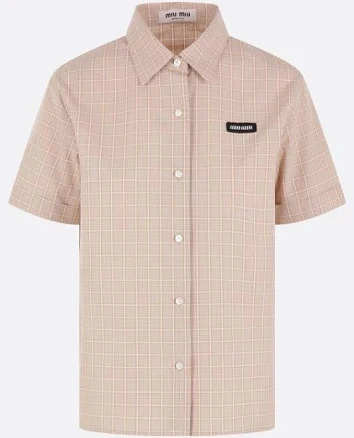 Miu Woman Miu CHECKED COTTON POPLIN SHIRT