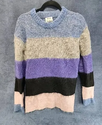 Acne Studios Striped Distressed Knit Mohair Sweater Sz Xs Blue Black