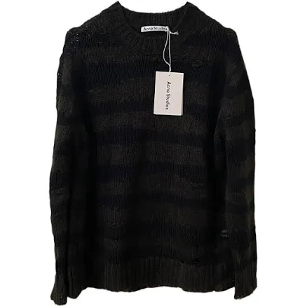 Acne Studios Distressed Striped Cotton Knitwear Jumper XXS