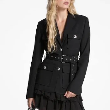 MICHAEL Michael Kors Women's Stretch Wool-blend Belted Utility BlazerMICHAEL Michael Kors Women's Stretch Wool-blend Belted Utility Blazer