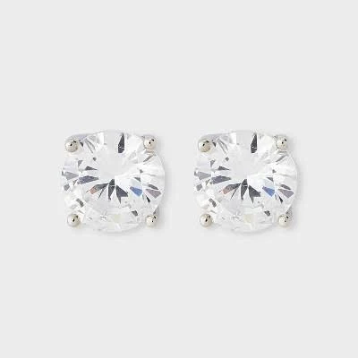 A New Day Silver Plated Cubic Zirconia Round Stud Post Earrings