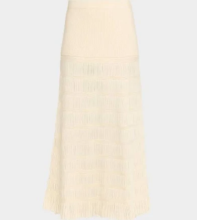 Diotima Alba Fringed Knit Maxi Skirt