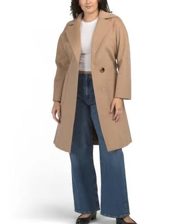 Nylon Wool and Cashmere Blend Long Coat
