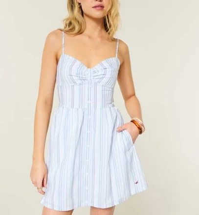 Hollister Women's Button Front Woven Mini Dress