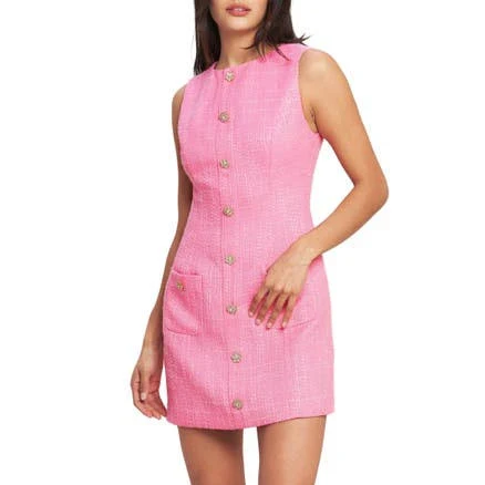 FLYING TOMATO Sleeveless Tweed Minidress